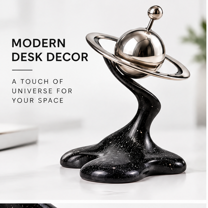 Modern Desk Decor – a touch of universe for your space, lifestyle shot on white desk with blurred plant background
