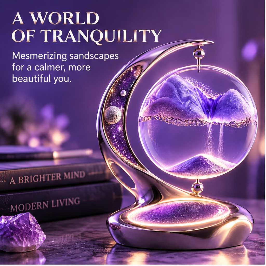 Feature callout – Ever-Changing Sandscapes each flip creates a unique landscape, Soft LED Light creates cozy and dreamy ambience, Premium Craftsmanship elegant durable and timeless, Perfect Gift for loved ones and yourself
