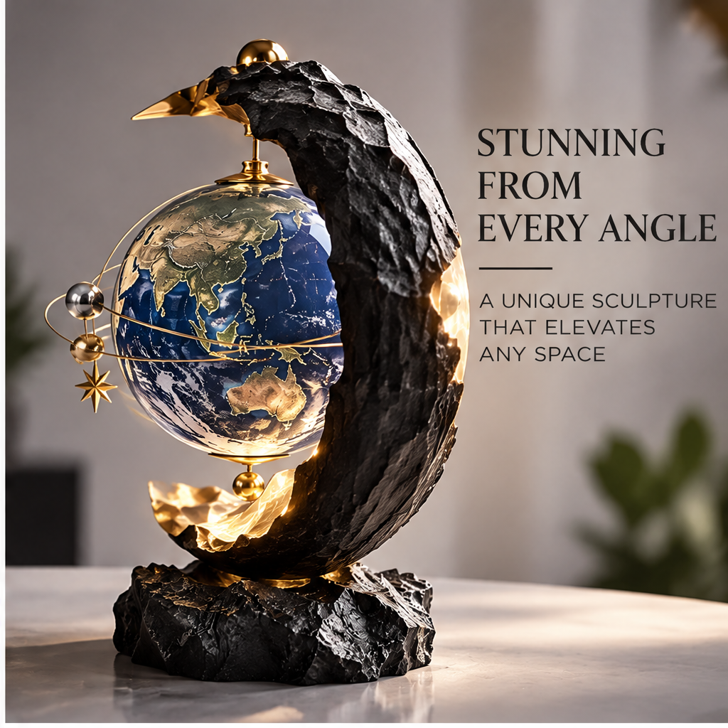 Stunning from every angle – a unique sculpture that elevates any space, displayed on white surface with ambient light