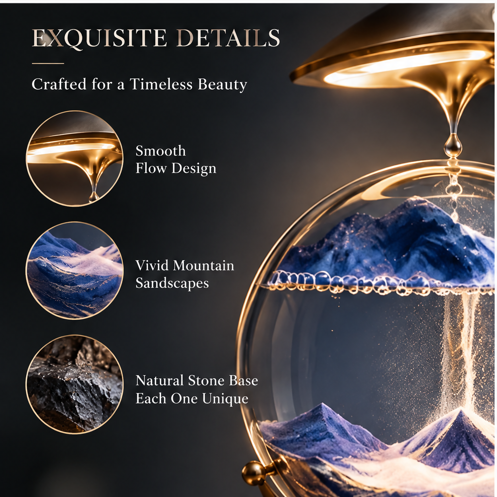 More Than a Decoration – A Fusion of Art, Nature and Design – feature icons: Premium Materials, Soothing Visual Flow, Nature-Inspired Aesthetics, Perfect as a Gift
