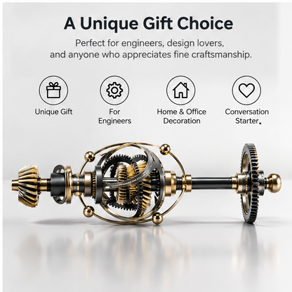 Precision Gear Structure – Every gear meshes perfectly, showcasing true mechanical beauty – macro extreme close-up of central orbital cage showing interlocking black and bronze bevel gears, spiral crown gears, spur gears and gold orbital ring detail